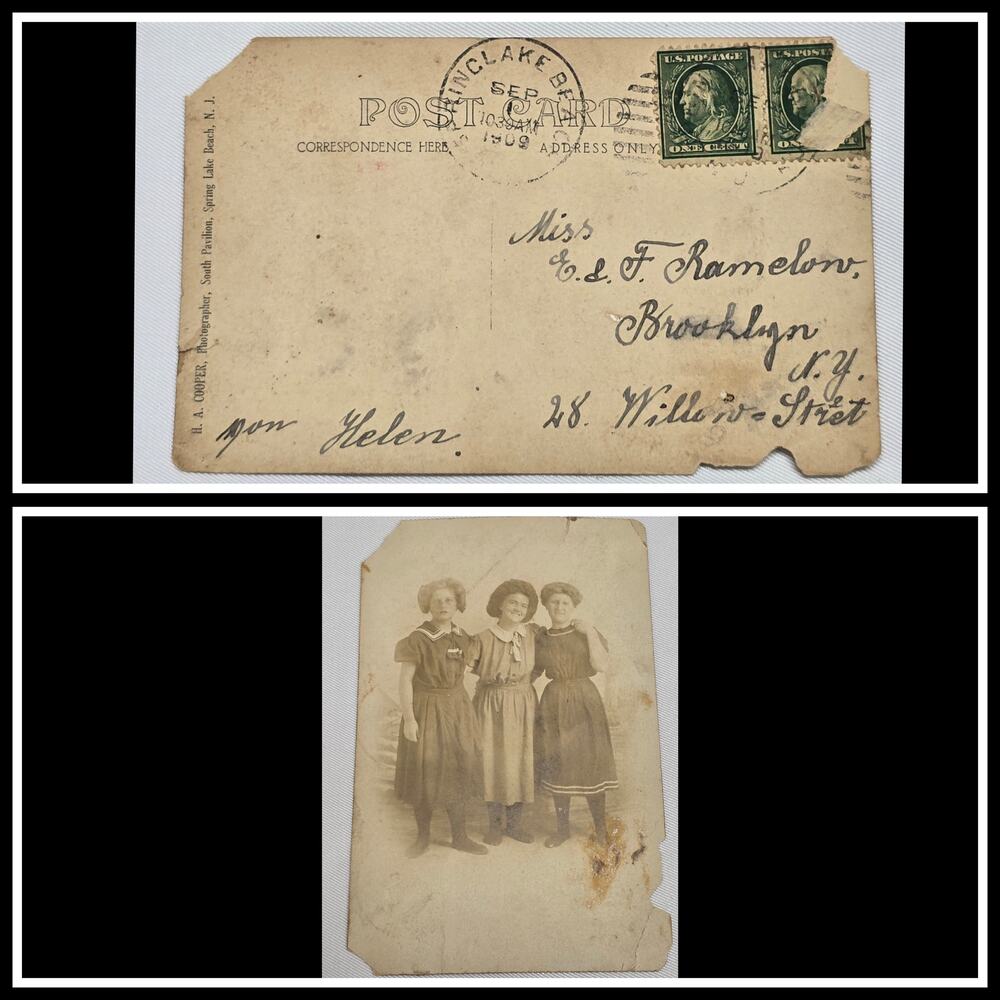 1902 Postmark Picture Postcard w 2 Benjamin Franklin 1 Cent Stamp Early Century